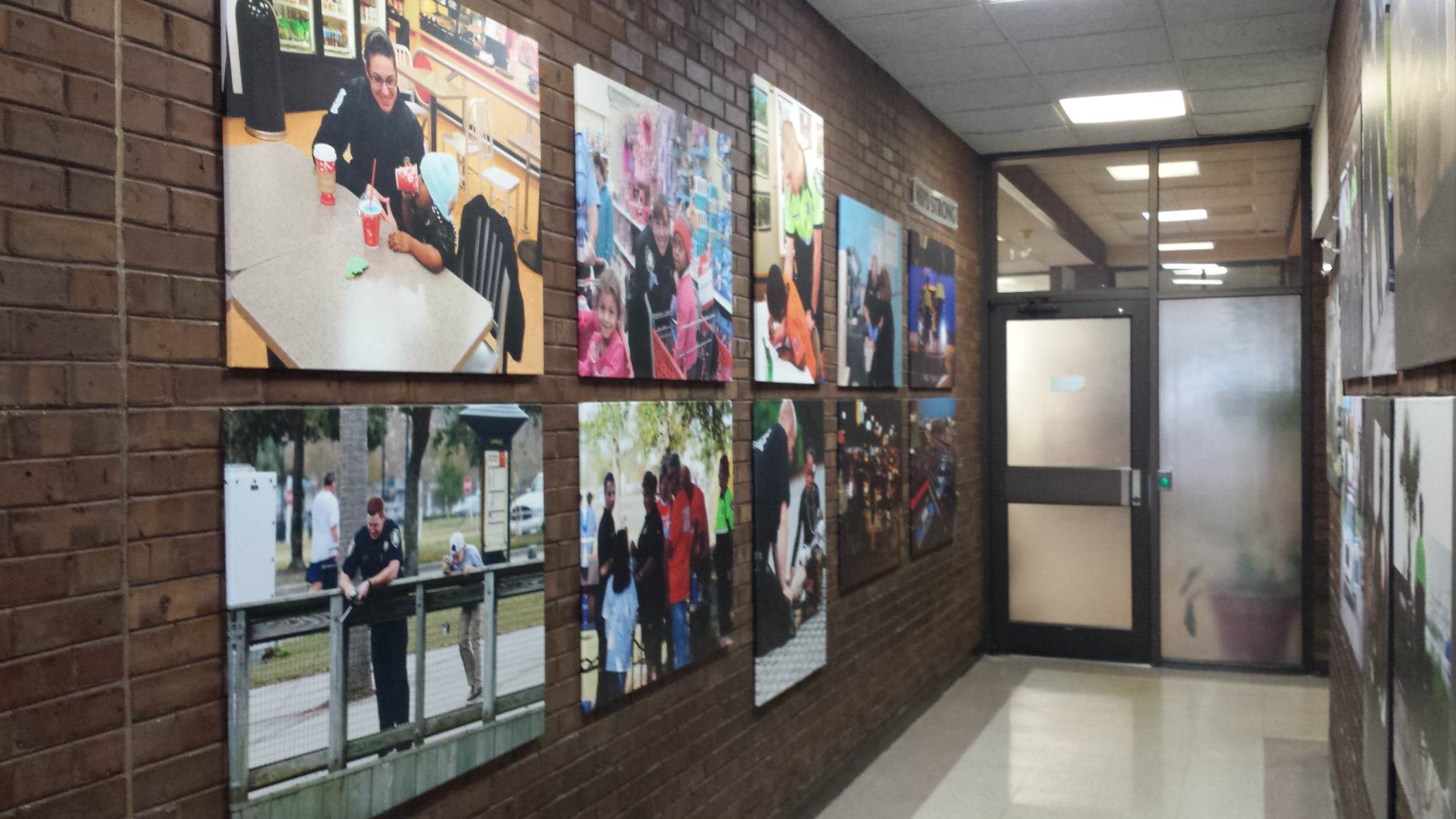 Hallway with photo display