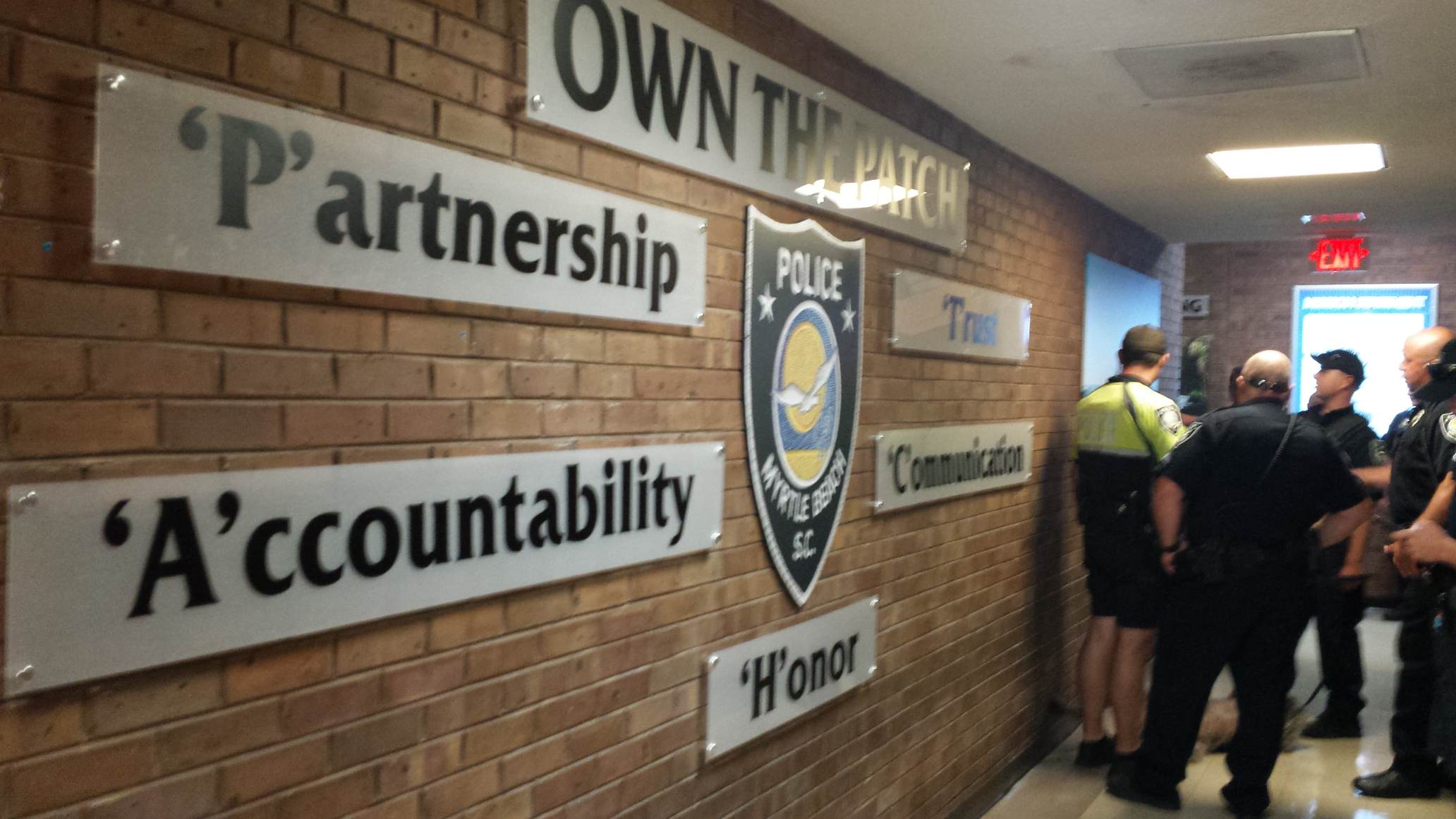 Police hallway with motivational words