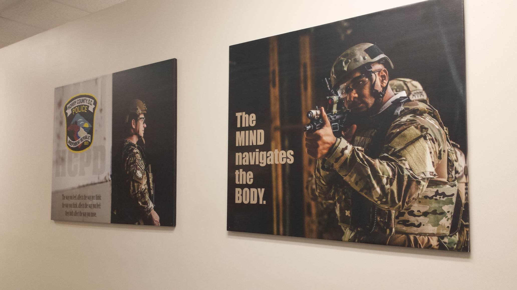 Motivational military poster on display