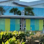 Modern building with vibrant panels